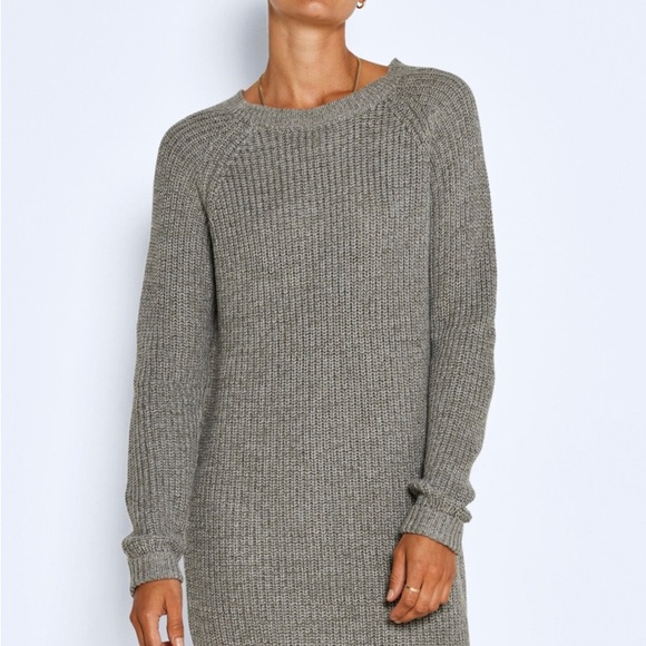 Noisy may Gray and White Knitted Sweater Dress - Picture 1 of 8
